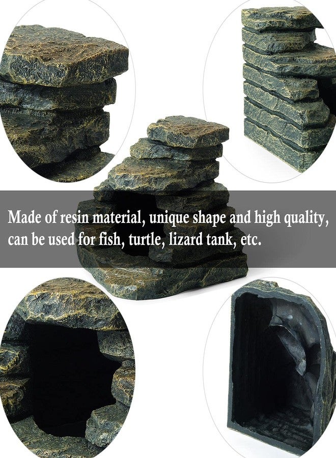 FEDOUR Aquarium Ornaments, Aquarium Mini Skull Skeleton/Aquarium Mini Castle/Aquarium Hippon Cave/Aquarium Rock Stone Cave Decoration, Fish Tank Decoration Landscape Hiding House (Rock Cave) - Image 5